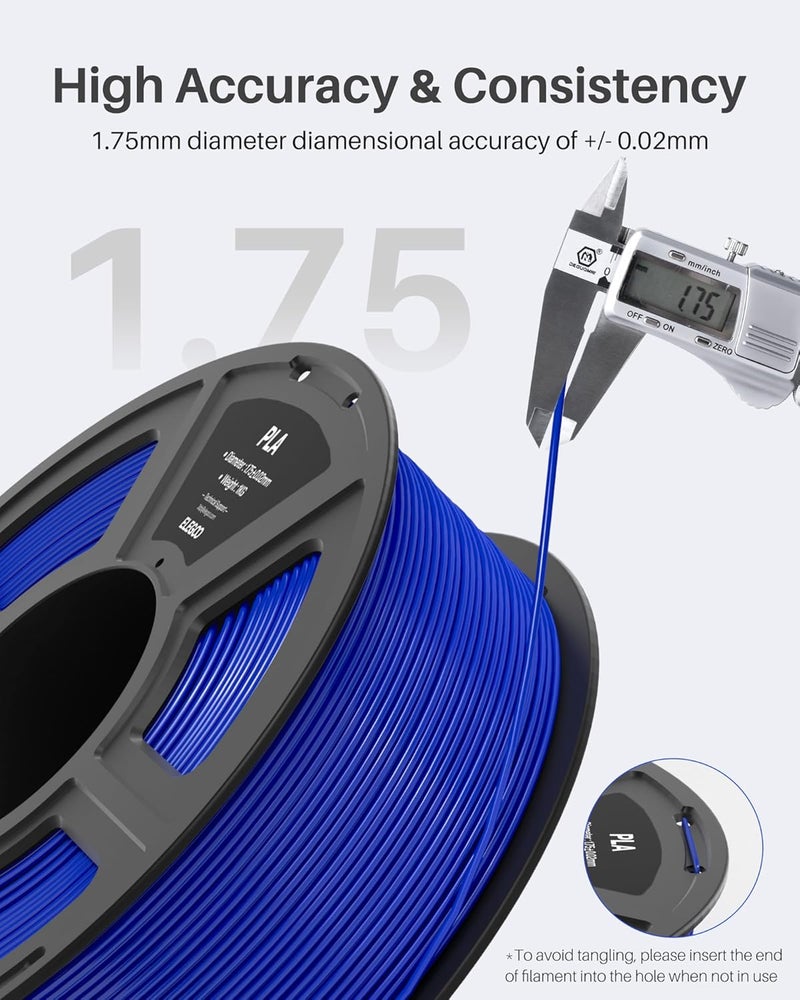 ELEGOO حزمة خيوط PLA 1.75 مم 4 كجم، خيوط طابعة ثلاثية الأبعاد بدقة أبعاد +/- 0.02 مم، 4 قطع بكرة 1 كجم (2.2 رطل) تناسب معظم طابعات FDM ثلاثية الأبعاد (وردي، بنفسجي، أزرق سماوي، أخضر بحري) - Image 2
